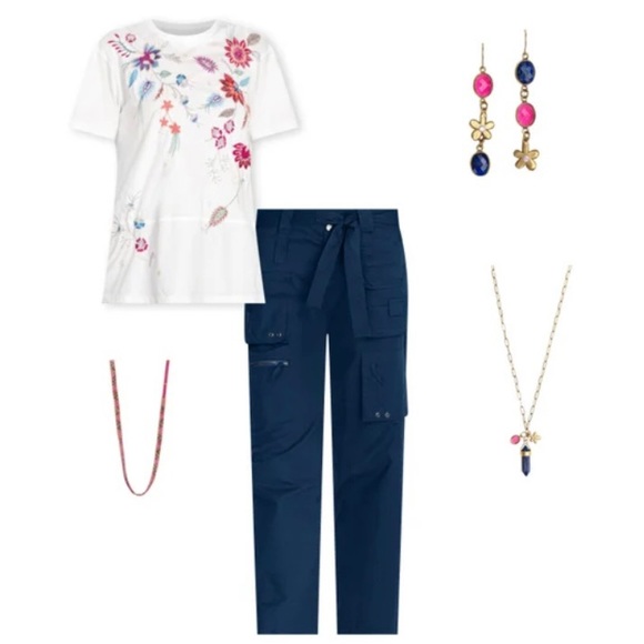 JOHNNY WAS Phoebe Tee Floral Embroidery Short Sleeve Relaxed T-Shirt White NWT - Picture 5 of 9